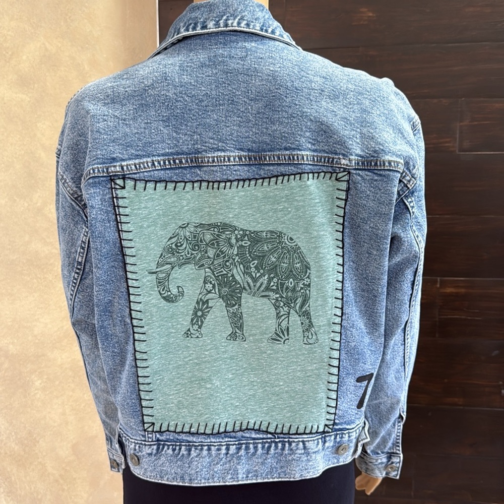 Upcycled Uniqlo (Elephant)  Denim Jacket Small